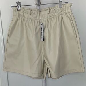 Steve Madden NWT Off-White Faux Leather Paper Bag Shorts